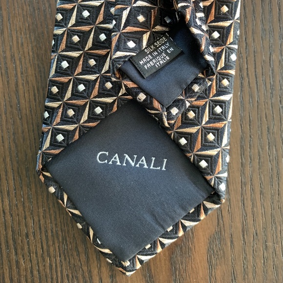 Canali 100% Silk Thick Geometric Tie Made in Italy - Picture 6 of 6
